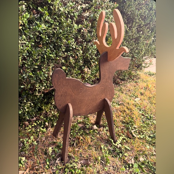 Large Wooden Reindeer Holiday Decoration - Picture 3 of 3